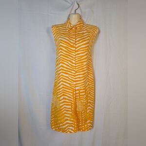 Cabai Orange and White Striped Sleeveless Dress Featuring Dolphins